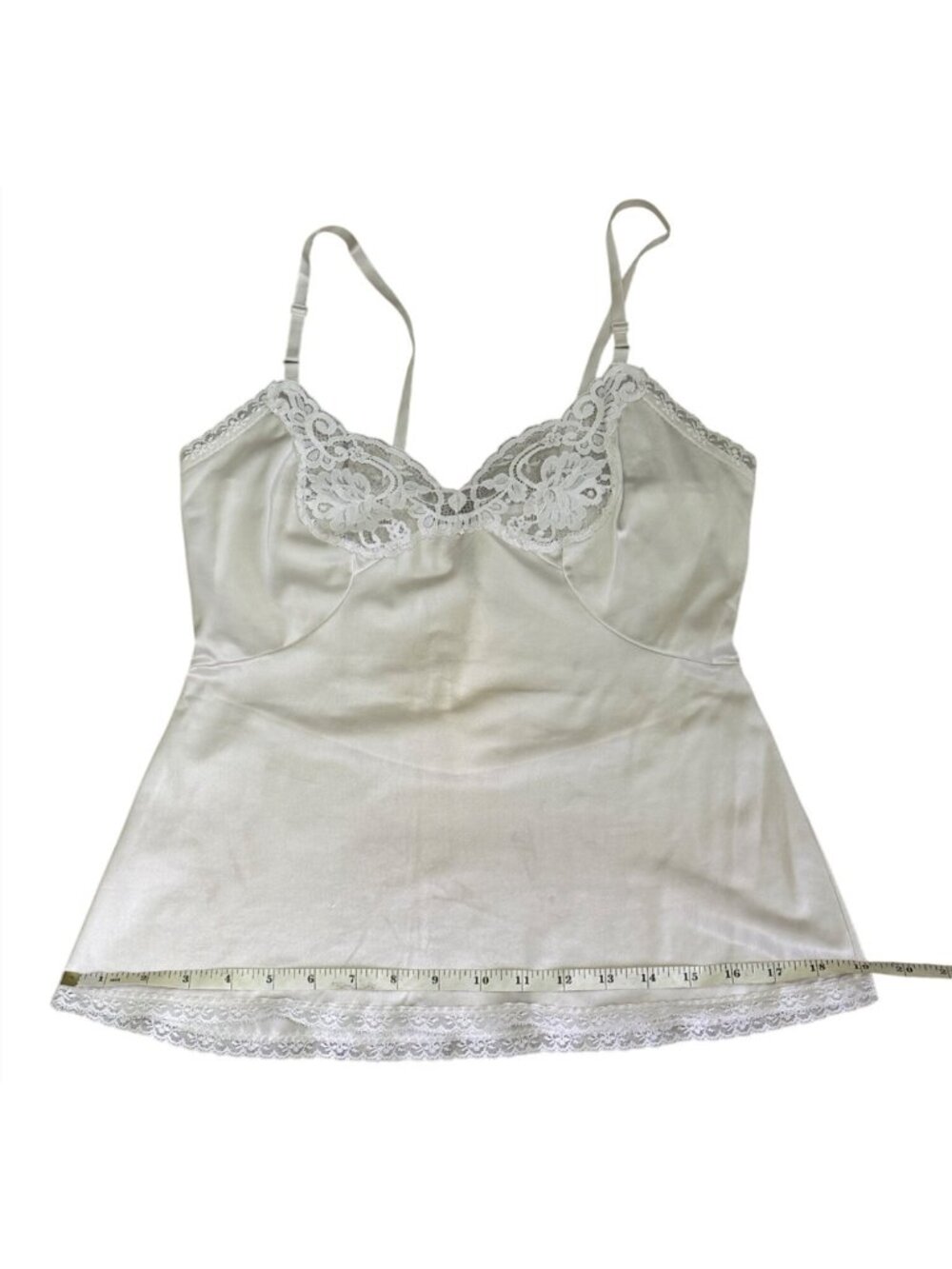 Vintage White Lace Trim Camisole Slip Top With Adjustable Straps Womens Small - Picture 11 of 16